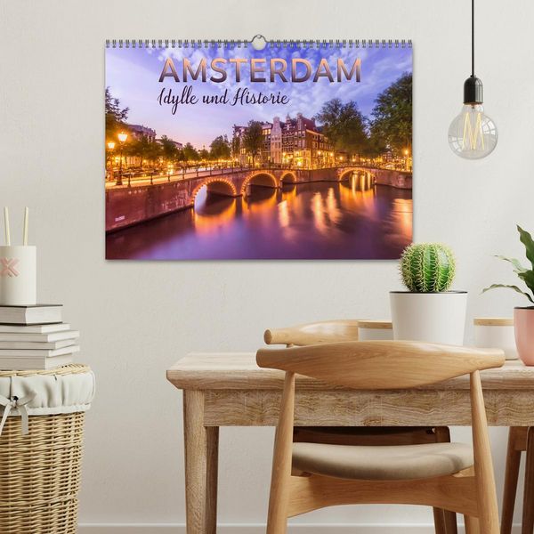 Produktbild: AMSTERDAM Idylle und Historie (Wandkalender 2026 DIN A3 quer), CALVENDO Monatskalender