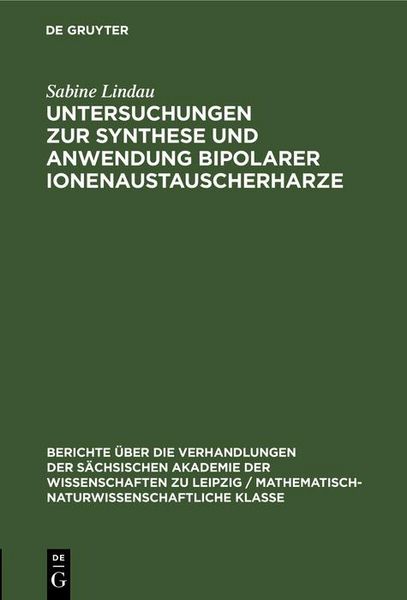 Produktbild: Untersuchungen zur Synthese und Anwendung bipolarer Ionenaustauscherharze