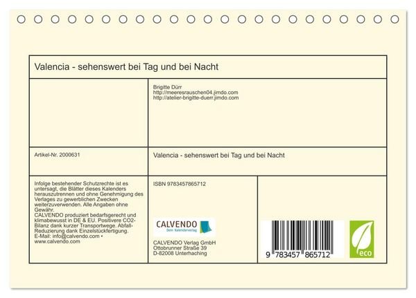 Produktbild: Valencia - sehenswert bei Tag und bei Nacht (Tischkalender 2026 DIN A5 quer), CALVENDO Monatskalender