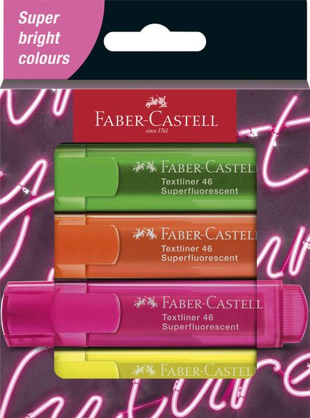 Produktbild: Faber-Castell Textmarker TL 46 Neon 4er Etui GenZ