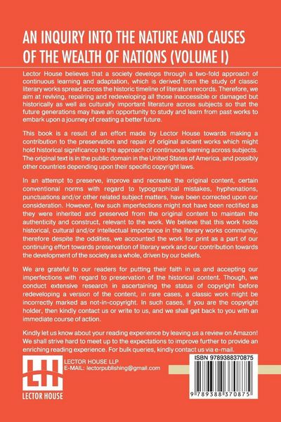 Produktbild: An Inquiry Into The Nature And Causes Of The Wealth Of Nations (Volume I)