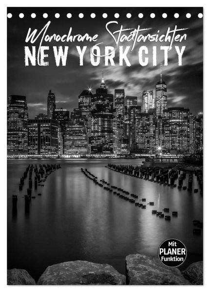 Produktbild: NEW YORK CITY Monochrome Stadtansichten (Tischkalender 2026 DIN A5 hoch), CALVENDO Monatskalender