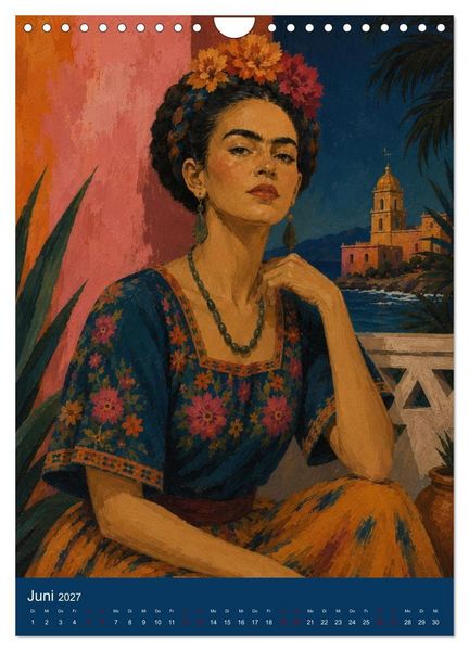 Produktbild: Freude im Haar. Leid im Herzen. Eine Hommage an Frida Kahlo (Wandkalender 2027 DIN A4 hoch), CALVENDO Monatskalender