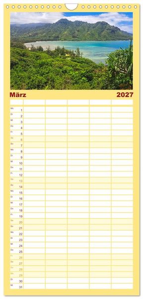 Produktbild: Familienplaner 2027 - Hawaii - Eindr&uuml;cke von Big Island, Kauai & Oahu mit 5 Spalten (Wandkalender, 21 x 45 cm) CALVENDO