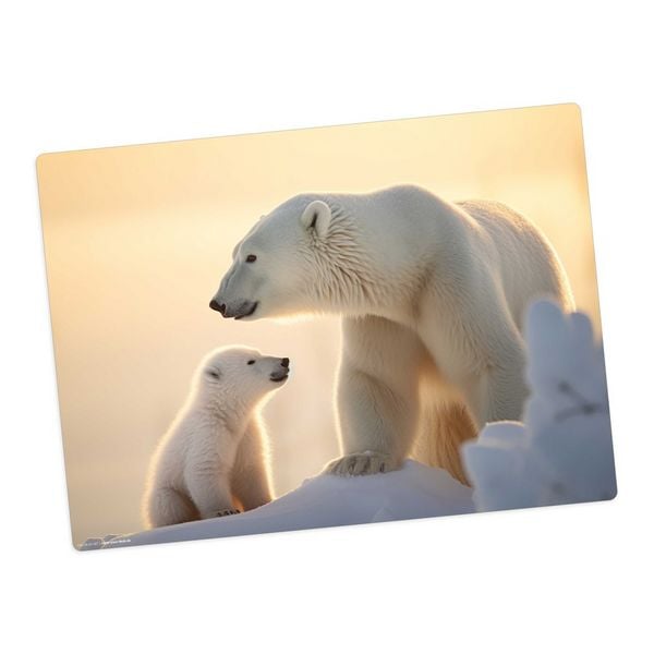 Produktbild: Tischsetmacher Tischset Eisb&auml;r Baby mit Mama, aus hochwertigem Vinyl , 44 x 32 cm
