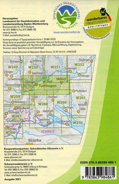 Produktbild: W260 Wanderkarte 1:25 000 Tuttlingen