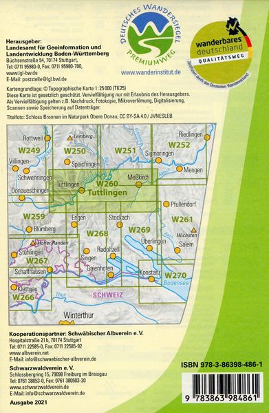 Produktbild: W260 Wanderkarte 1:25000 Tuttlingen