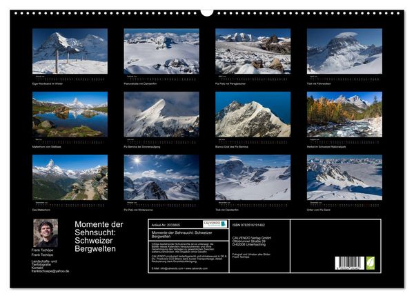 Produktbild: Momente der Sehnsucht: Schweizer Bergwelten (Wandkalender 2026 DIN A2 quer), CALVENDO Monatskalender