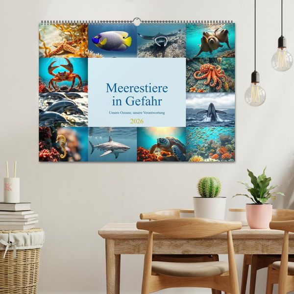 Produktbild: Meerestiere in Gefahr - Unsere Ozeane, unsere Verantwortung (Wandkalender 2026 DIN A2 quer), CALVENDO Monatskalender