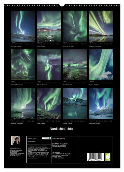 Produktbild: Nordlichtn&auml;chte (hochwertiger Premium Wandkalender 2026 DIN A2 hoch), Kunstdruck in Hochglanz