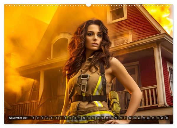 Produktbild: Sexy Feuerwehrfrauen: Hitzige Heldinnen zwischen Lippenstift und L&ouml;scheinsatz (Wandkalender 2027 DIN A2 quer), CALVENDO Monatskalender