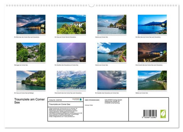 Produktbild: Traumziele am Comer See (hochwertiger Premium Wandkalender 2027 DIN A2 quer), Kunstdruck in Hochglanz