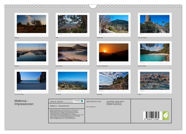 Produktbild: Mallorca - Impressionen (Wandkalender 2026 DIN A3 quer), CALVENDO Monatskalender