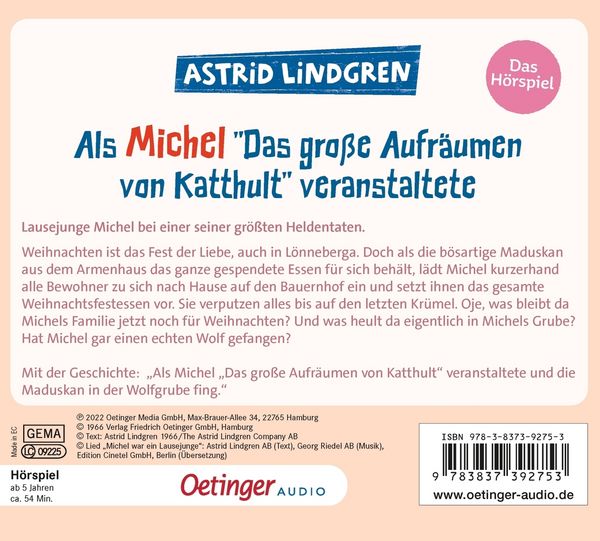 Produktbild: Als Michel "Das gro&szlig;e Aufr&auml;umen von Katthult" veranstaltete. Das H&ouml;rspiel