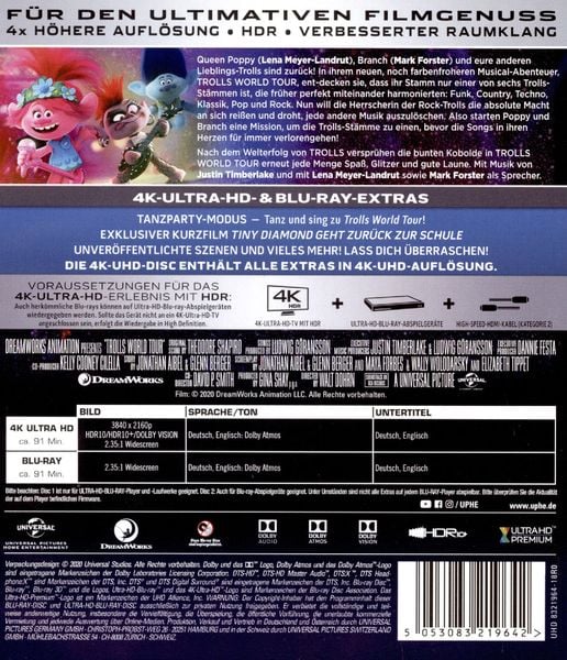 Produktbild: Trolls World Tour (4K Ultra HD) (+ Blu-ray 2D)