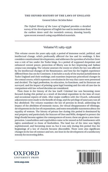 Produktbild: The Oxford History of the Laws of England