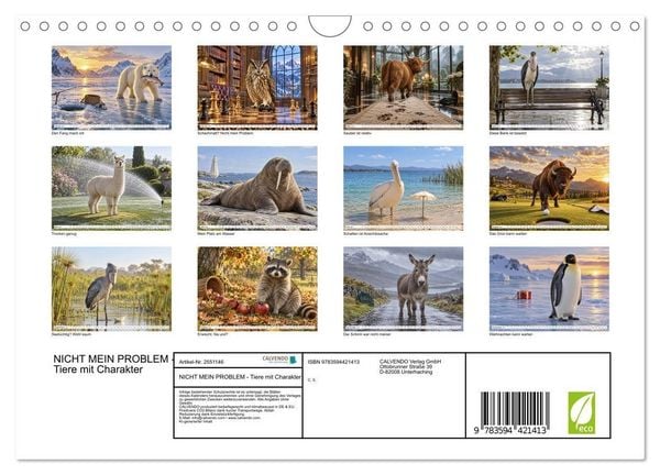 Produktbild: NICHT MEIN PROBLEM - Tiere mit Charakter (Wandkalender 2027 DIN A4 quer), CALVENDO Monatskalender