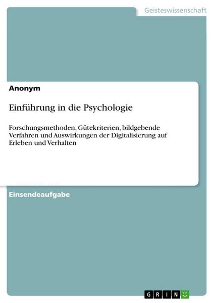 Produktbild: Einf&uuml;hrung in die Psychologie