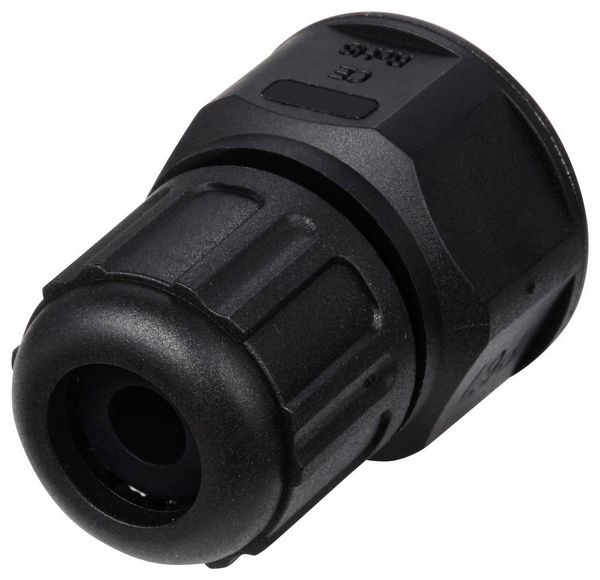 Produktbild: TRU COMPONENTS TC-E13T-MRJ-PRA06 Gerader RJ45-Kunststoffstecker IP67 (mit Gewinde) TC-13543624 Schwarz 1 St.