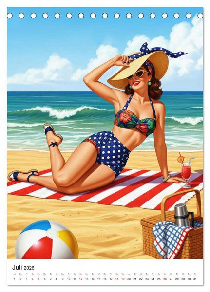Produktbild: Charme & Kurven: Die Pin-ups der Golden 50s (Tischkalender 2026 DIN A5 hoch), CALVENDO Monatskalender