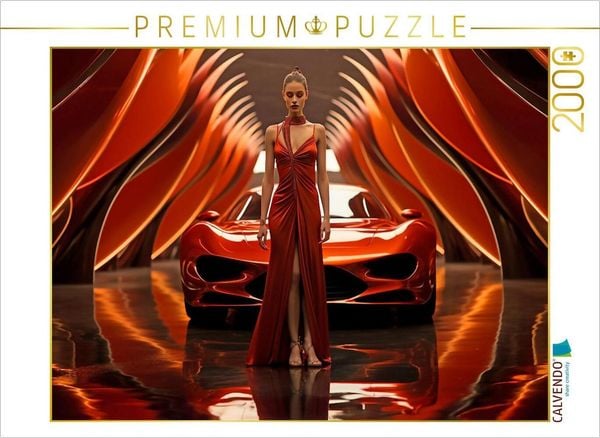 Produktbild: CALVENDO Puzzle Modernes Concept Design Auto in Rot mit junger Frau | 2000 Teile Lege-Gr&ouml;&szlig;e 90x67cm Foto-Puzzle f&uuml;r gl&uuml;ckliche Stunden