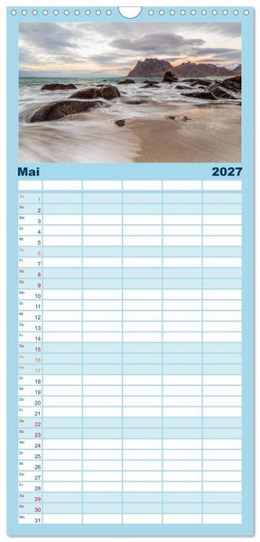 Produktbild: Familienplaner 2027 - Nordnorwegen - Wundervolle Lofoten mit 5 Spalten (Wandkalender, 21 x 45 cm) CALVENDO