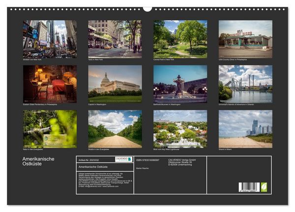 Produktbild: Amerikanische Ostk&uuml;ste (Wandkalender 2026 DIN A2 quer), CALVENDO Monatskalender