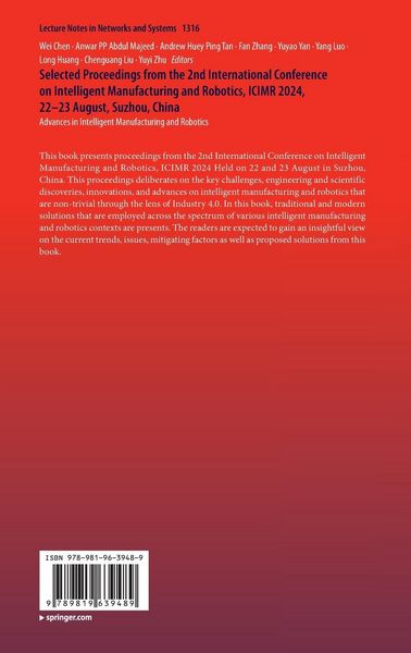 Produktbild: Selected Proceedings from the 2nd International Conference on Intelligent Manufacturing and Robotics, ICIMR 2024, 22-23 August, Suzhou, China