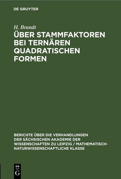 Produktbild: &Uuml;ber Stammfaktoren bei tern&auml;ren quadratischen Formen