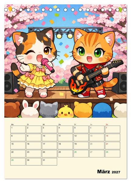 Produktbild: Mia und die Miezband (Tischkalender 2027 DIN A5 hoch), CALVENDO Monatskalender