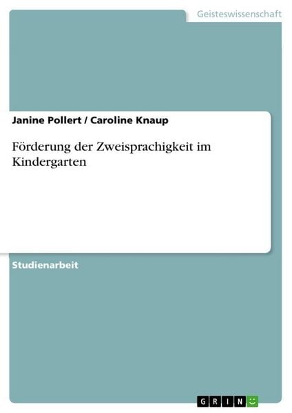 Produktbild: F&ouml;rderung der Zweisprachigkeit im Kindergarten