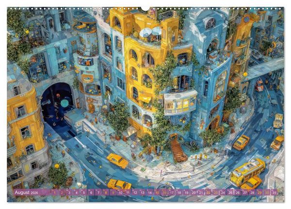 Produktbild: Stadtleben - Mit leicht schrulligen Bewohnern (hochwertiger Premium Wandkalender 2026 DIN A2 quer), Kunstdruck in Hochglanz