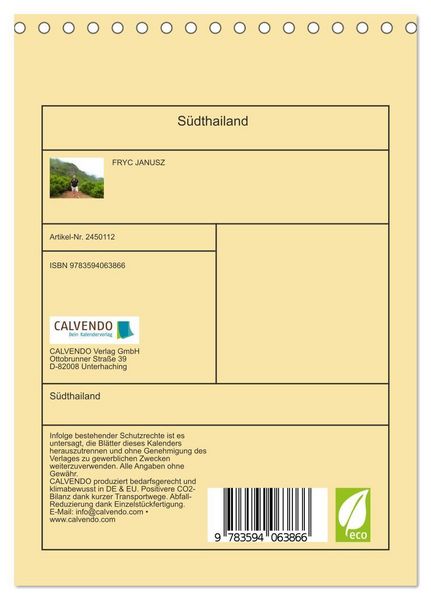 Produktbild: S&uuml;dthailand (Tischkalender 2027 DIN A5 hoch), CALVENDO Monatskalender
