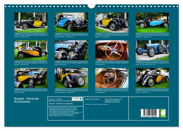 Produktbild: Bugatti - fahrende Kunstwerke (Wandkalender 2026 DIN A3 quer), CALVENDO Monatskalender