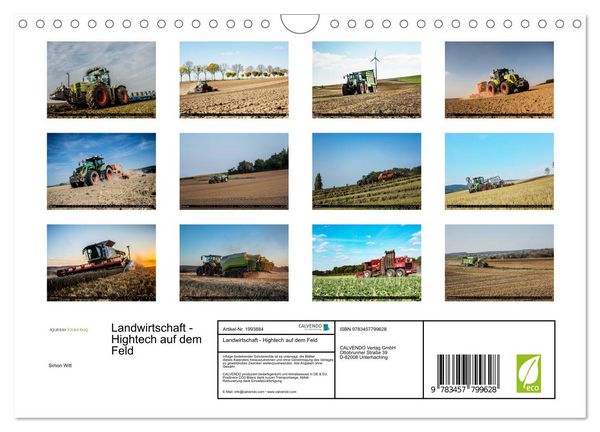 Produktbild: Landwirtschaft - Hightech auf dem Feld (Wandkalender 2026 DIN A4 quer), CALVENDO Monatskalender