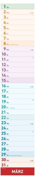 Produktbild: Megaplaner XXL 2026 - Streifen-Kalender 18x86 cm - mit Ferienterminen - viel Platz für Notizen - Wandplaner - Küchenkalender - Alpha Edition