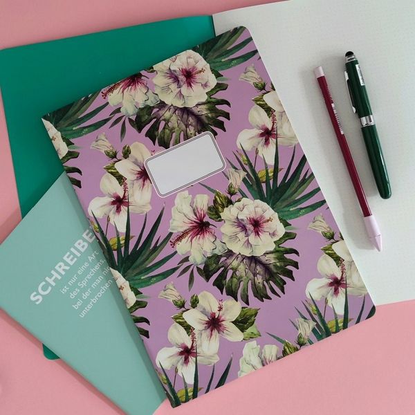 Produktbild: Heft A4 punktkariert, Hibiskus rose