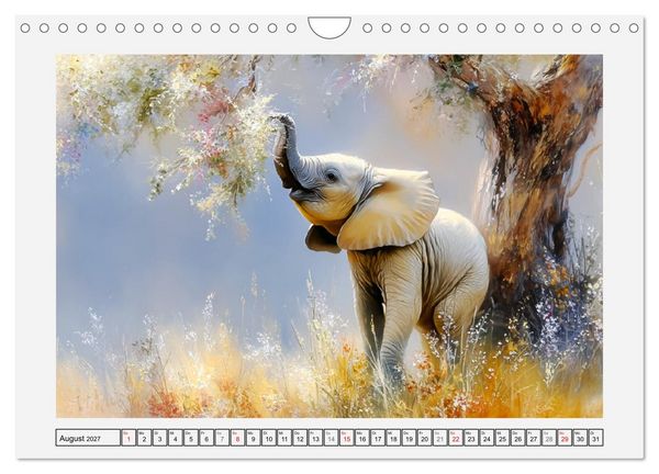 Produktbild: Elefanten. Graue Riesenbabys im Grasland (Wandkalender 2027 DIN A4 quer), CALVENDO Monatskalender