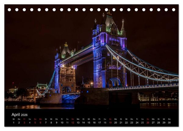 Produktbild: London - Nachts an der Themse (Tischkalender 2026 DIN A5 quer), CALVENDO Monatskalender