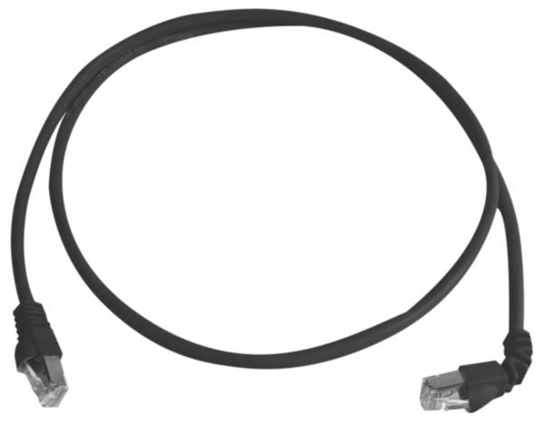Produktbild: Teleg&auml;rtner 100008021 RJ45 Patchkabel CAT 6a S/FTP 1.0 m Schwarz Flammwidrig, mit Knickschutzt&uuml;lle 1 St.