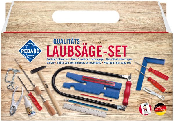Produktbild: PEBARO 925P - Laubs&auml;ge-Set im Tragegriff-Karton, Komplettes Set mit Kunststoffbrettchen+Drillbohrer+Werkzeug+Anleitungsheft S&auml;gen mit Siggi