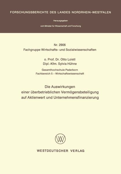Produktbild: Die Auswirkungen einer &Uuml;berbetrieblichen Verm&ouml;gensbeteiligung auf Aktienwert und Unternehmensfinanzierung
