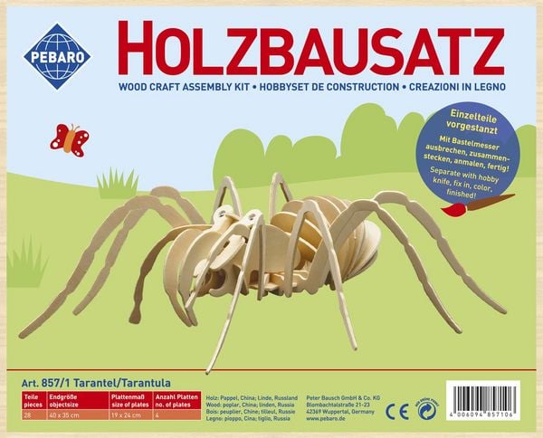Produktbild: PEBARO 857/1 - Holzbausatz Tarantel Spinne, 28 Teile, Holzkonstruktion zum Zusammenstecken