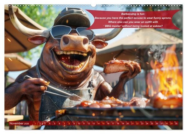 Produktbild: Funny charming animals as barbecue chef (High Quality Premium Wall Calendar 2026 DIN A2 landscape),CALVENDO 12 Month Wall Calendar