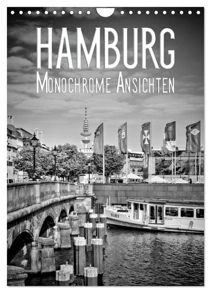 Produktbild: HAMBURG Monochrome Ansichten (Wandkalender 2026 DIN A4 hoch), CALVENDO Monatskalender