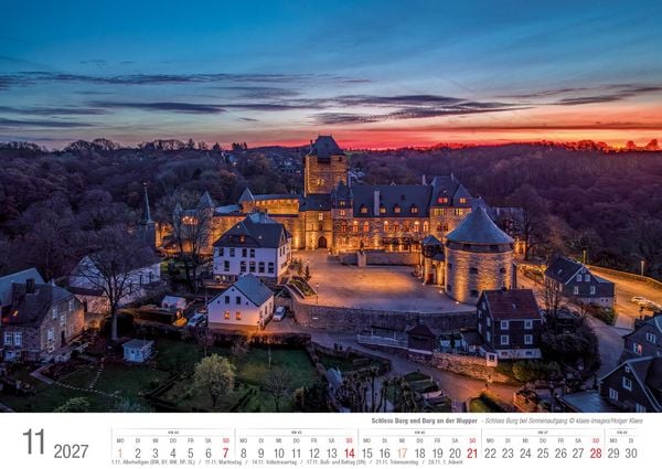 Produktbild: Schloss Burg und Burg an der Wupper 2027 Bildkalender A3 quer, spiralgebunden