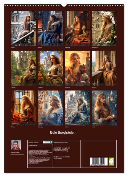 Produktbild: Edle Burgfr&auml;ulein (hochwertiger Premium Wandkalender 2026 DIN A2 hoch), Kunstdruck in Hochglanz