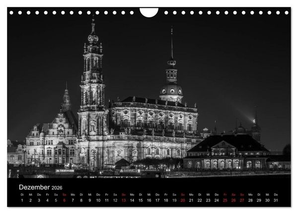 Produktbild: Dresden - Elbflorenz bei Nacht (Wandkalender 2026 DIN A4 quer), CALVENDO Monatskalender