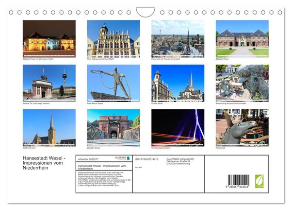 Produktbild: Hansestadt Wesel - Impressionen vom Niederrhein (Wandkalender 2026 DIN A4 quer), CALVENDO Monatskalender