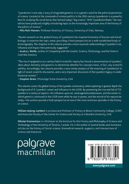 Produktbild: The Lysenko Controversy as a Global Phenomenon, Volume 1